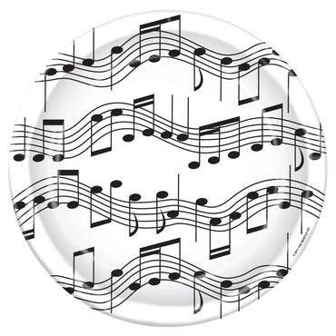 Musical Notes Plates 23cm 8pk - Party Savers