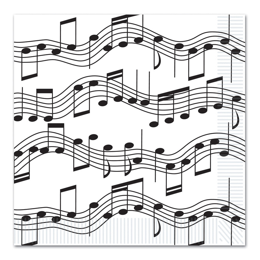 Musical Notes Luncheon Napkins 33cm 16pk - Party Savers