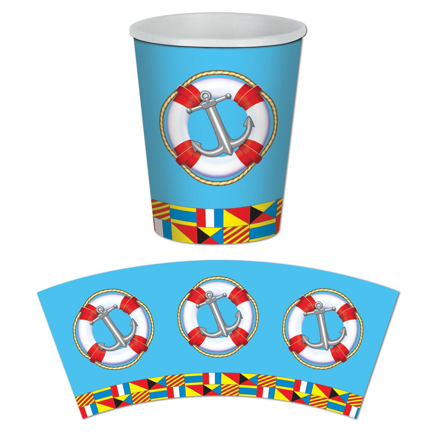 Nautical Beverage Cups 266ml 8pk - Party Savers