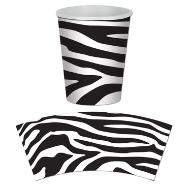 Zebra Print Beverage Cups 266ml 8pk - Party Savers