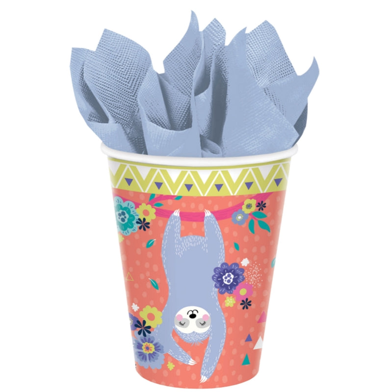 Sloth Paper Cups 266ml 8pk - Party Savers