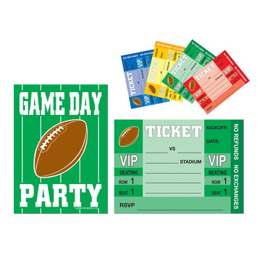 Game Day Football Invitations 10cm x 14cm 8pk - Party Savers