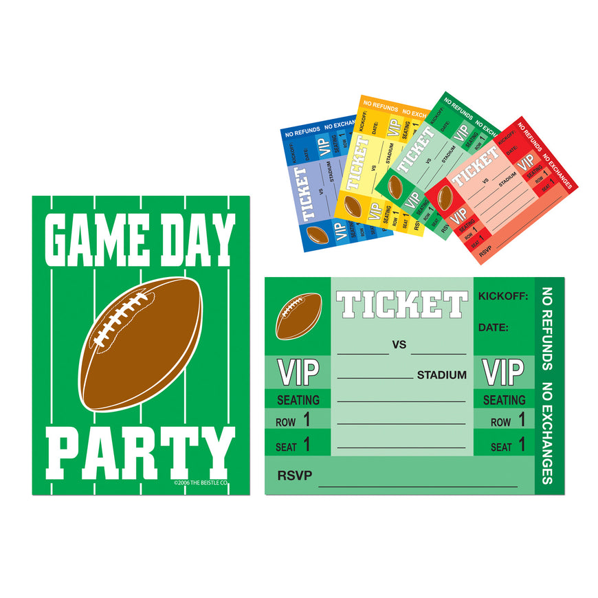 Game Day Football Invitations 10cm x 14cm 8pk - Party Savers