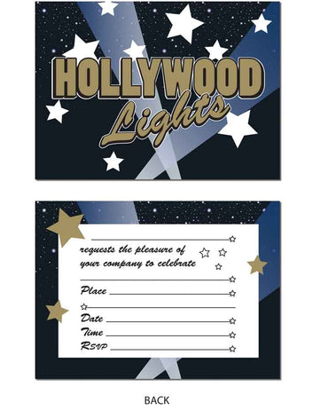 Hollywood Lights Invitations 4in x 5.5in. 8pk - Party Savers