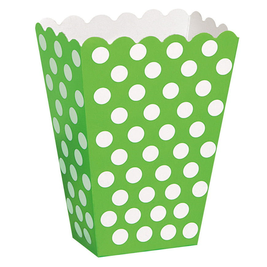 Lime Green Dots Treat Boxes 8pk - Party Savers