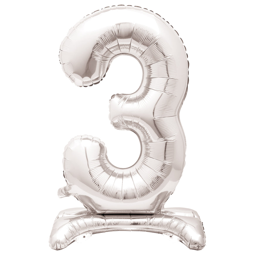 Silver Number 1 Standing Air-Filled Foil Balloon 76.2cm Each