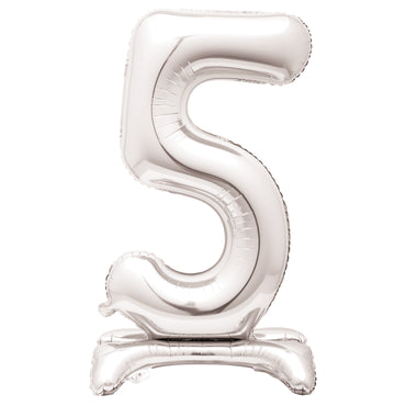 Silver Number 5 Standing Air-Filled Foil Balloon 76.2cm Each