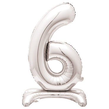 Silver Number 6 Standing Air-Filled Foil Balloon 76.2cm Each