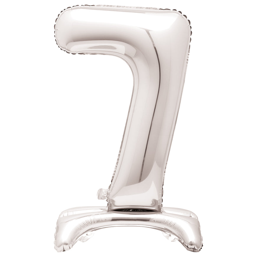 Silver Number 7 Standing Air-Filled Foil Balloon 76.2cm Each