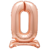 Rose Gold Number 0 Standing Air-Filled Foil Balloon 76.2cm Each