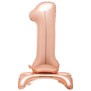 Rose Gold Number 1 Standing Air-Filled Foil Balloon 76.2cm Each