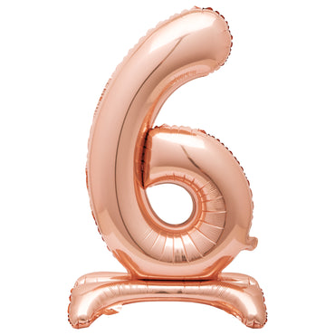 Rose Gold Number 6 Standing Air-Filled Foil Balloon 76.2cm Each