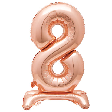 Rose Gold Number 8 Standing Air-Filled Foil Balloon 76.2cm Each