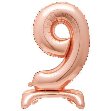 Rose Gold Number 9 Standing Air-Filled Foil Balloon 76.2cm Each