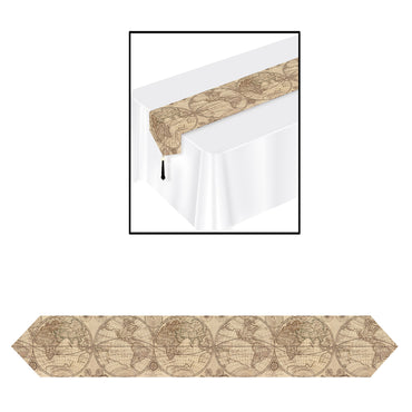 Printed Around The World Table Runner 1.83m - Party Savers