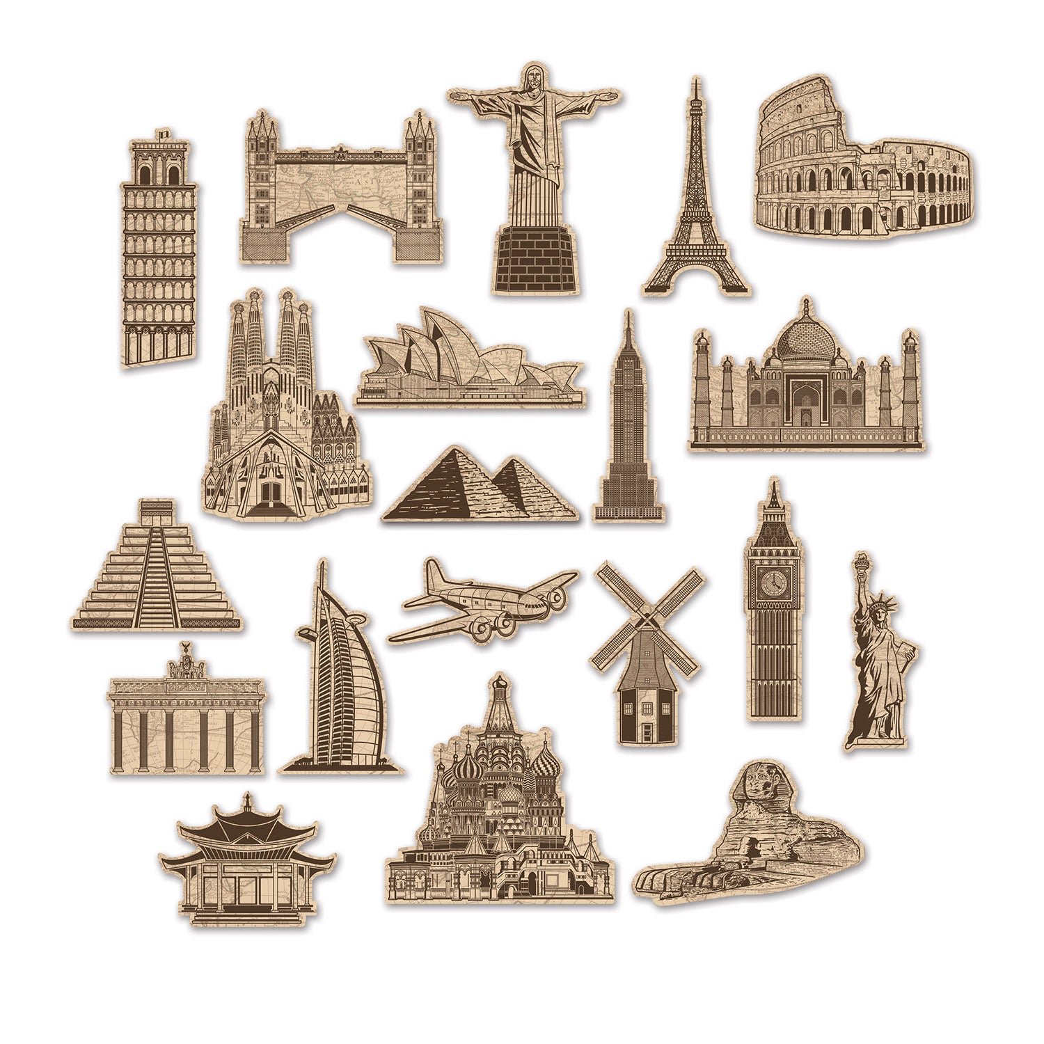 Around The World Cardboard Cutouts 20pk - Party Savers