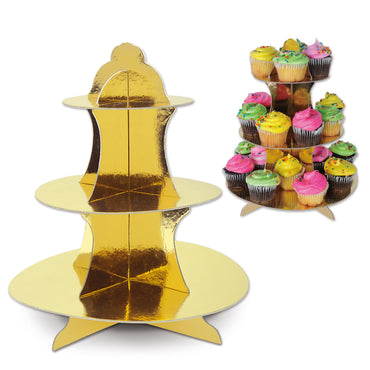 Gold Metallic Cupcake Stand 13.5in Each