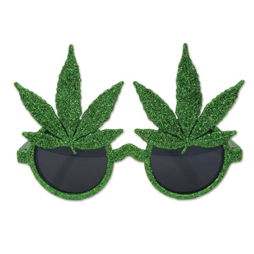 Glittered Weed Glasses Each - Party Savers