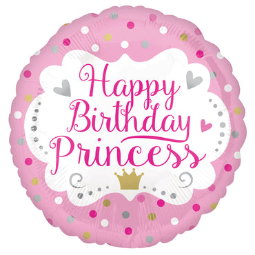 Happy Birthday Princess Foil Balloon 45cm - Party Savers