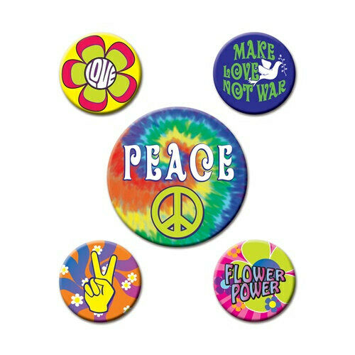 60's Party Buttons 5pk - Party Savers