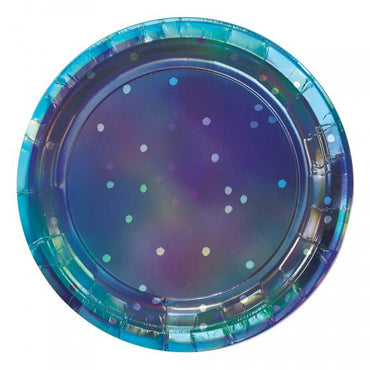 Sparkling Sapphire Round Iridescent Lunch Plates 17cm 8pk