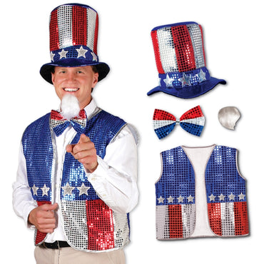 Sequined Uncle Sam Set Each - Party Savers