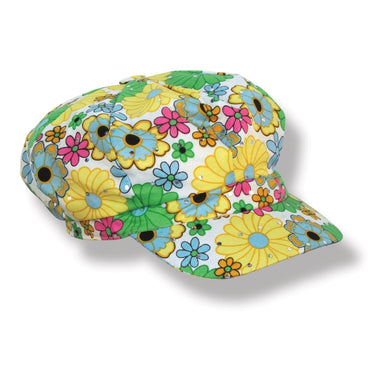 Fabric 60's Flower Print Hat Each - Party Savers