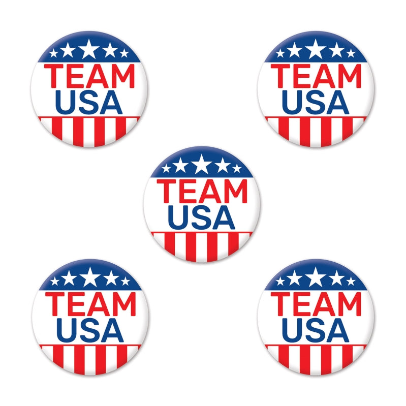 Team USA Party Buttons 2in 5pk - Party Savers