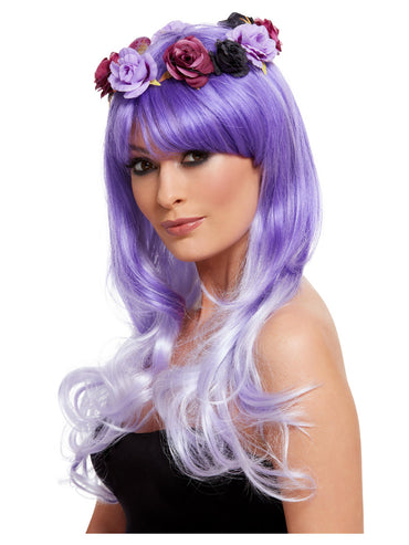 Purple Deluxe Day of the Dead Glam Wig