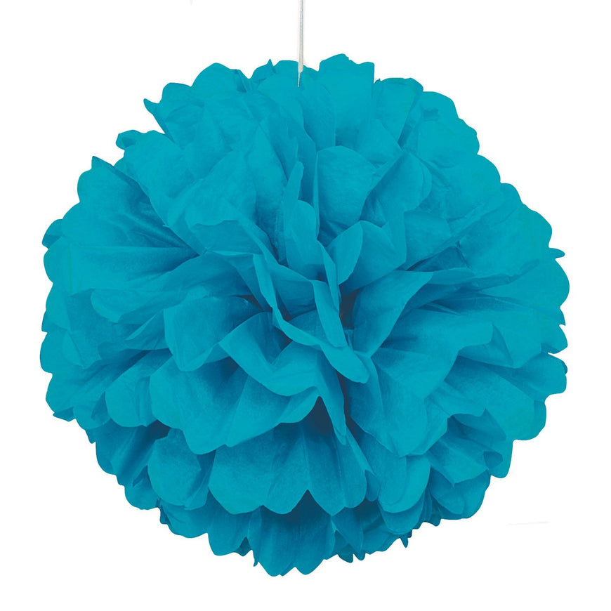 Teal Puff Decoration 40cm - Party Savers