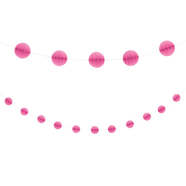Bright Pink Honeycomb Garland 2m - Party Savers
