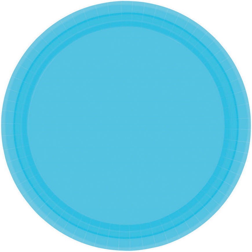 Caribbean Blue Round Paper Plates 17cm 20pk - Party Savers