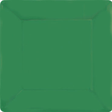 Festive Green Square Paper Plates 17cm 20pk - Party Savers
