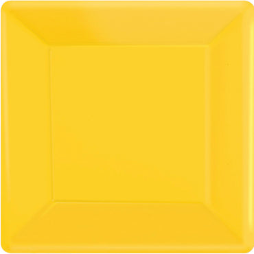 Yellow Sunshine Square Paper Plates 17cm 20pk - Party Savers