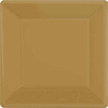 Gold Square Paper Plates 17cm 20pk - Party Savers