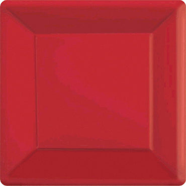 Apple Red Square Paper Plates 17cm 20pk - Party Savers
