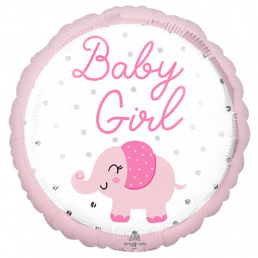 Baby Girl Elephant Foil Balloon 45cm Each - Party Savers