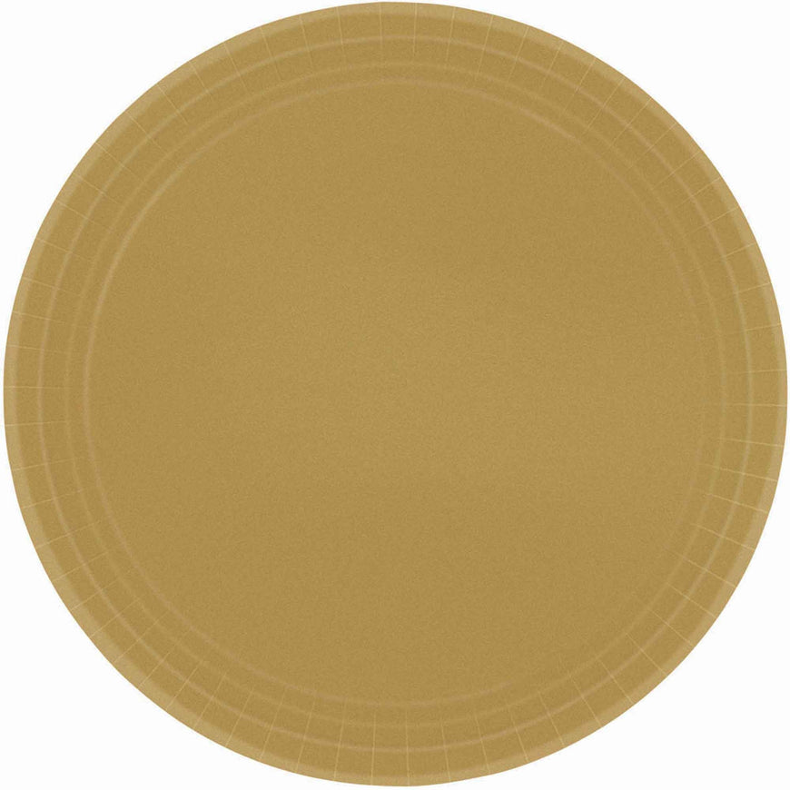 Gold Round Paper Plates 23cm 20pk - Party Savers