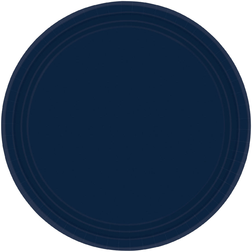 Navy Round Paper Plates 23cm 20pk - Party Savers