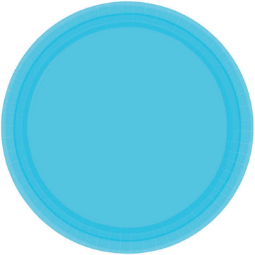 Caribbean Blue Round Paper Plates 23cm 20pk - Party Savers