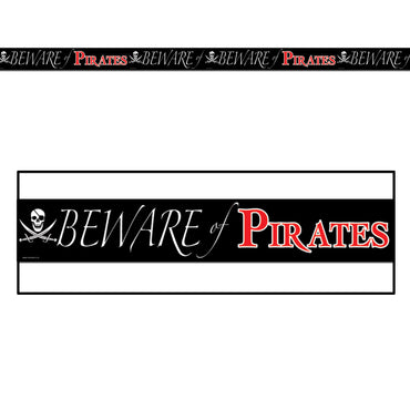Beware Of Pirates Party Tape 7.50cm x 6m - Party Savers