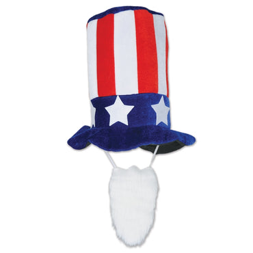 Plush Patriotic Hat With Beard Each - Party Savers