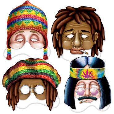 Hippie Masks 4pk - Party Savers