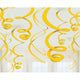 Yellow Sunshine Plastic Swirl Decorations 56cm 12pk - Party Savers