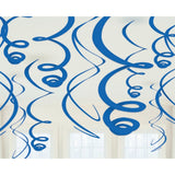 Caribbean Blue Plastic Swirl Decorations 56cm 12pk - Party Savers