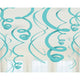 Robin Egg Blue Plastic Swirl Decorations 56cm 12pk - Party Savers