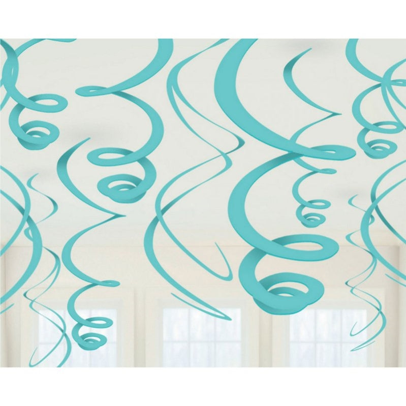 Bright Royal Blue Plastic Swirl Decorations 56cm 12pk - Party Savers