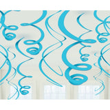 Jet Black Plastic Swirl Decorations 56cm 12pk - Party Savers