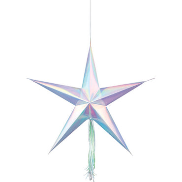 Shimmering Party Iridescent Hanging 3D Star Decorations 3pk - Party Savers