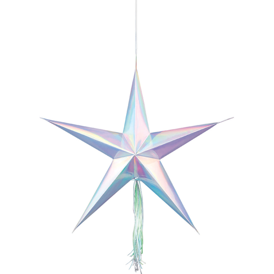 Shimmering Party Iridescent Hanging 3D Star Decorations 3pk - Party Savers